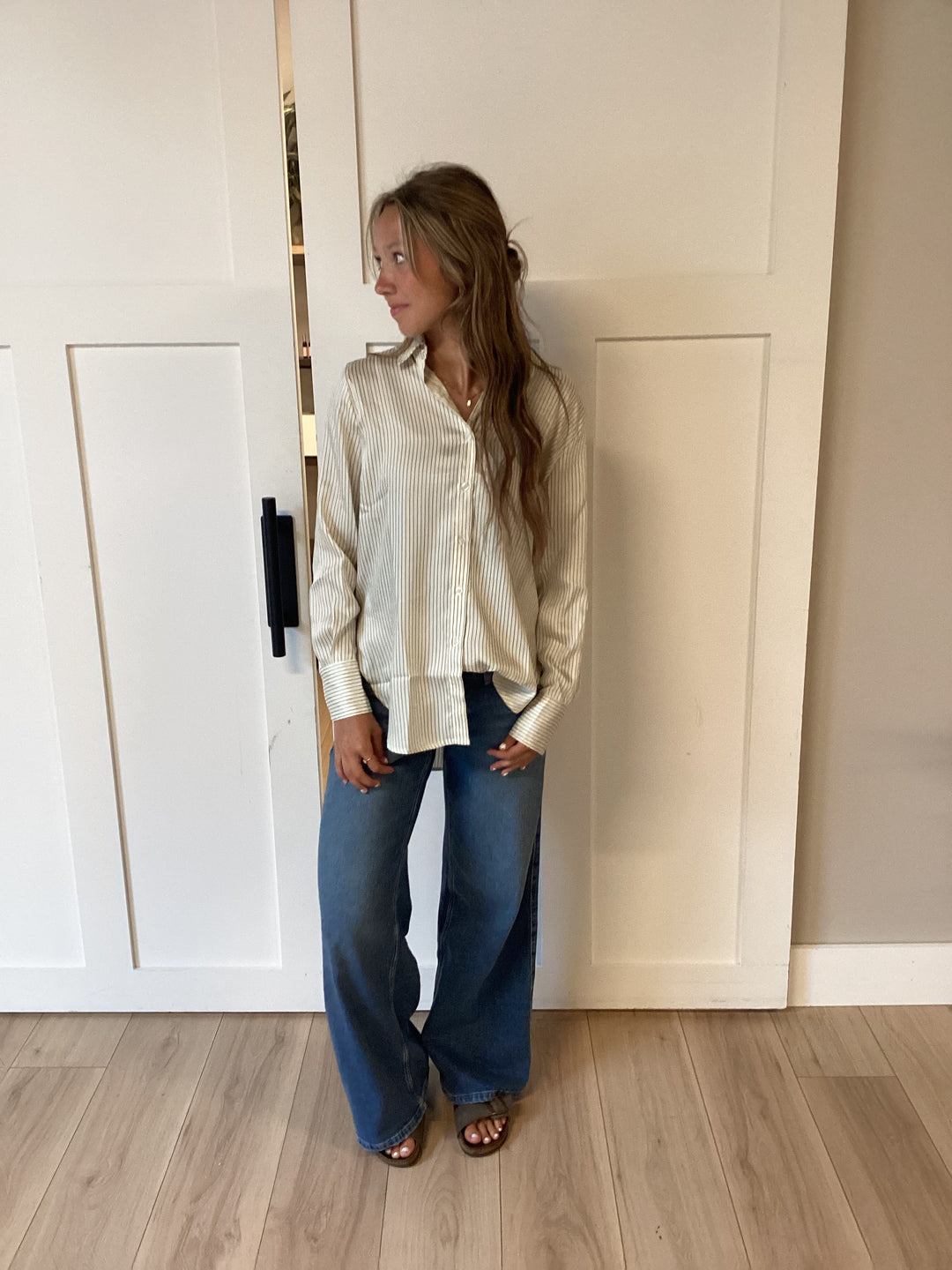 The Giselle Button Down in Matcha