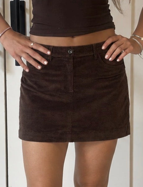 Jackie Corduroy Skirt in Cocoa