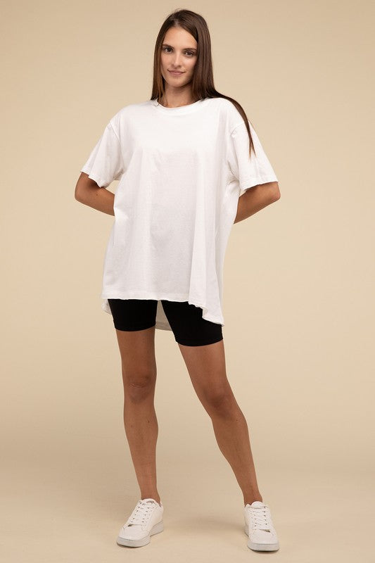 Cotton Drop Shoulder Oversized Top