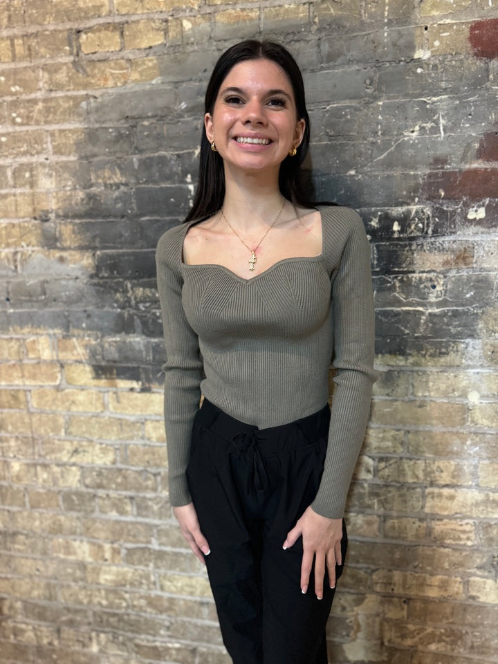 Ribbed Sweater Knit Bodysuit