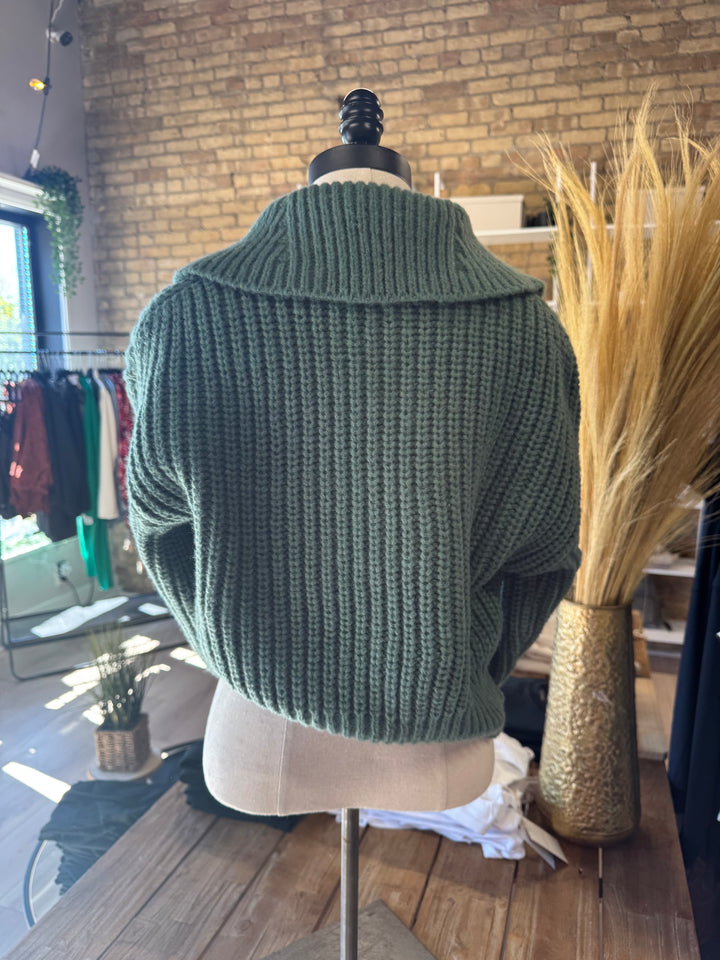 Sugar Crush Double Zip Cardigan - Basil