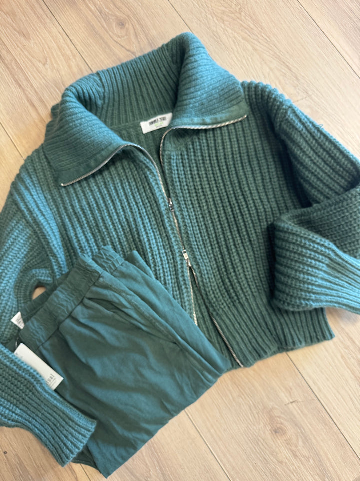 Sugar Crush Double Zip Cardigan - Basil