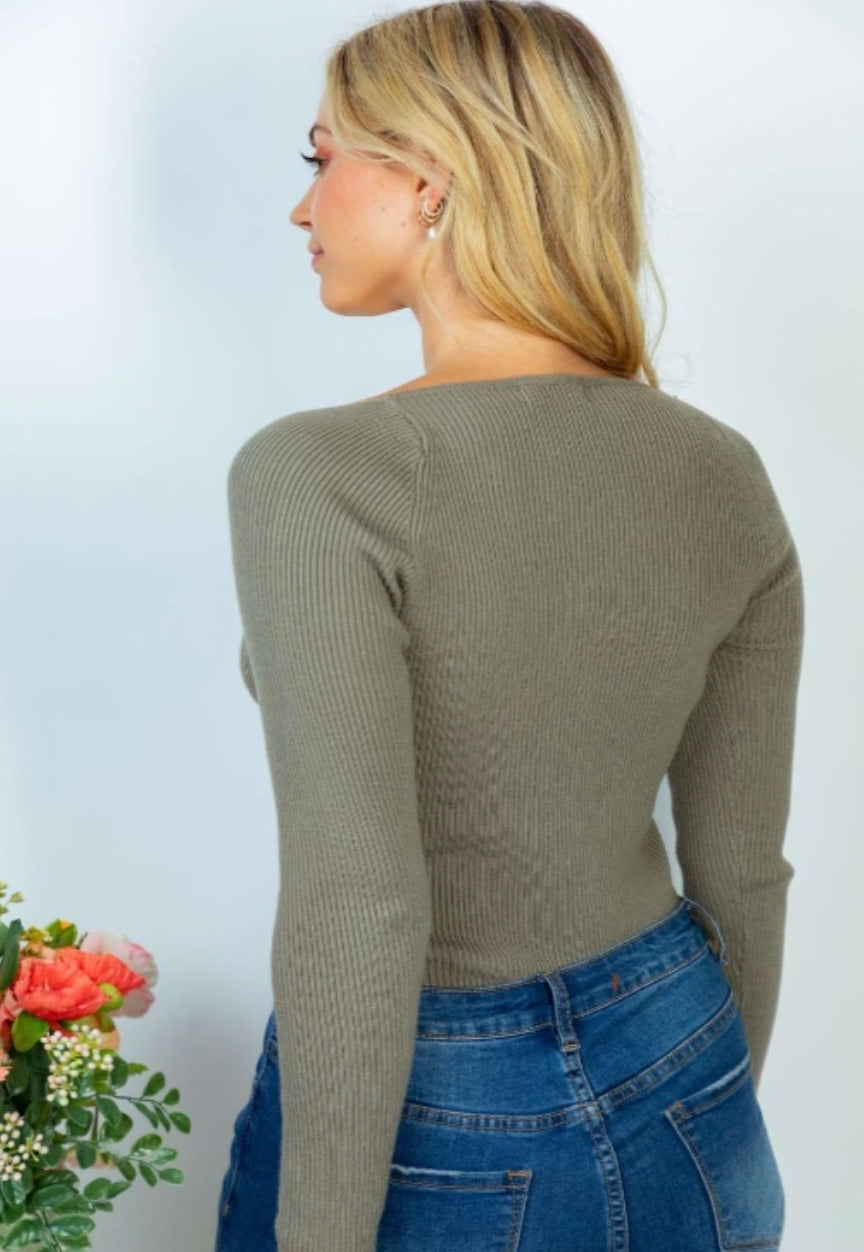 Ribbed Sweater Knit Bodysuit