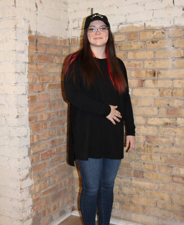 Essentials Long Sleeve Tunic Top Black