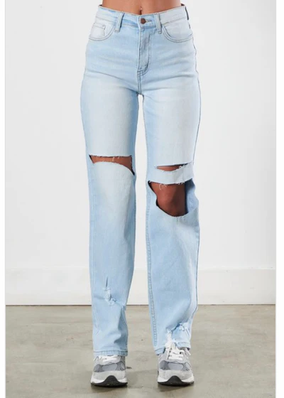 Girl Like Me Wide Leg Distressed Denim - Vibrant Miu