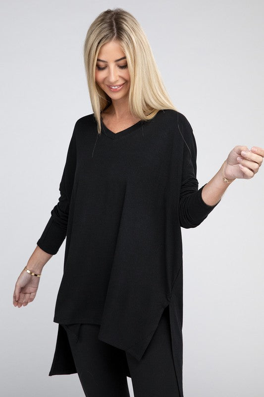 Essentials Long Sleeve Tunic Top Black