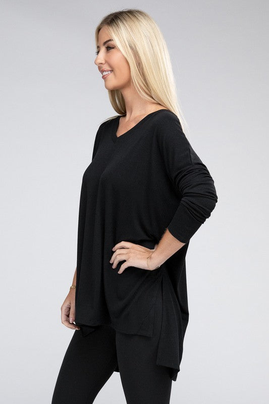 Essentials Long Sleeve Tunic Top Black