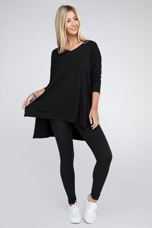 Essentials Long Sleeve Tunic Top Black