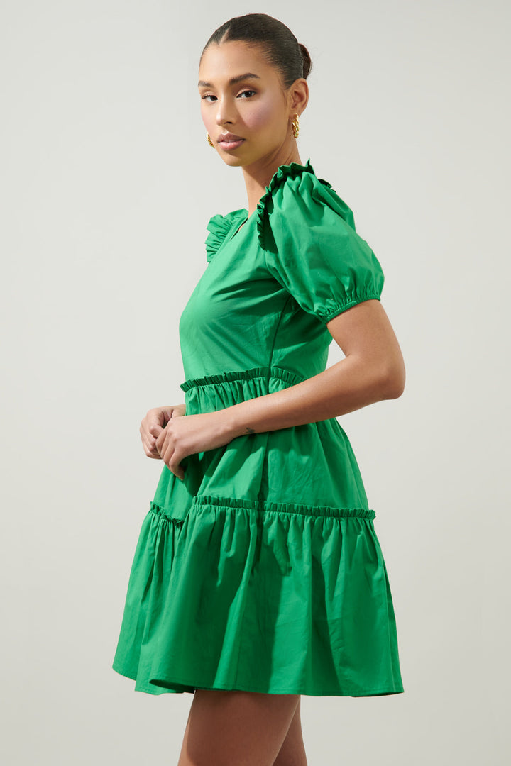Sugarlips Madrigal Tiered Poplin Dress - Emerald