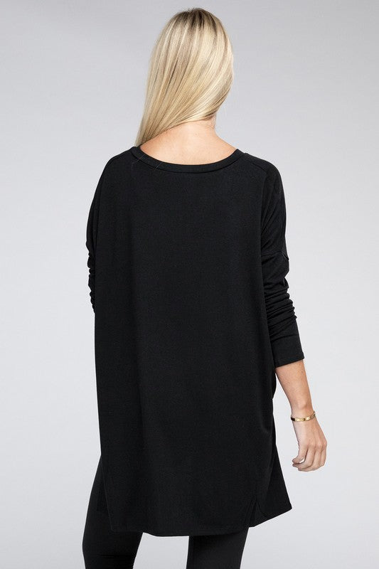 Essentials Long Sleeve Tunic Top Black