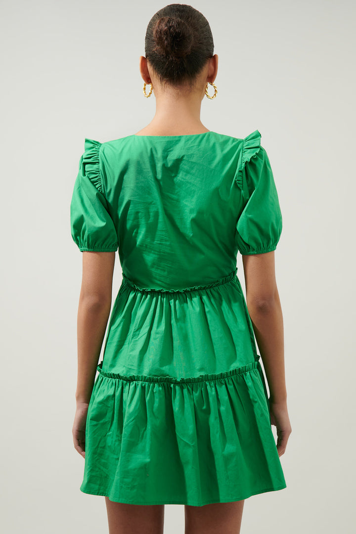 Sugarlips Madrigal Tiered Poplin Dress - Emerald