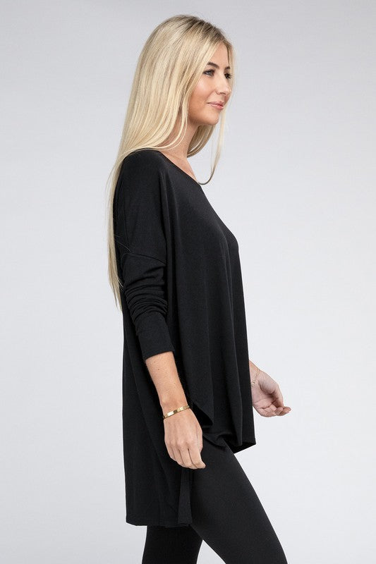 Essentials Long Sleeve Tunic Top Black